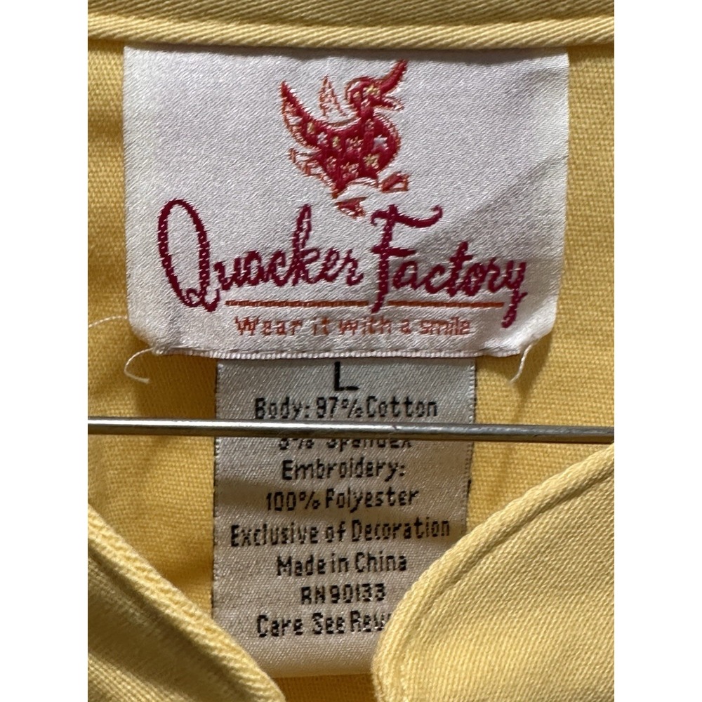 Quaker Factory Womens Yellow Embroidered‎ Zip-Up Jacket Butterfly Flowers Boho L - Picture 2 of 8